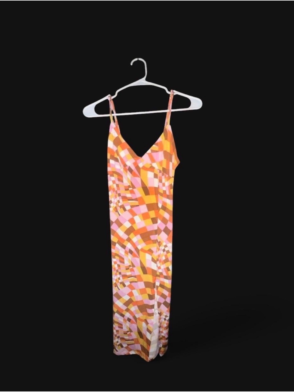 Forever 21 Orange and Pink Geometric Maxi Dress